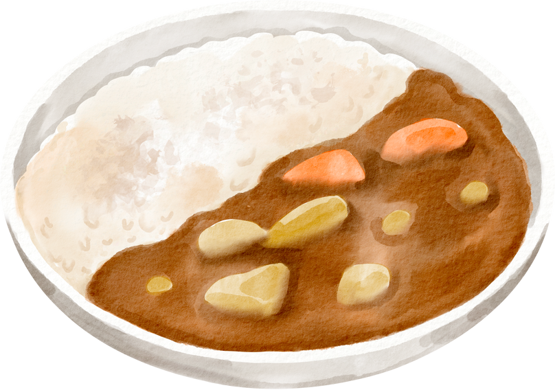 watercolor curry rice